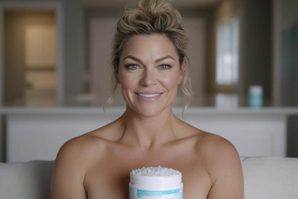 Μεσήλικη γυναίκα κάνοντας skincare
