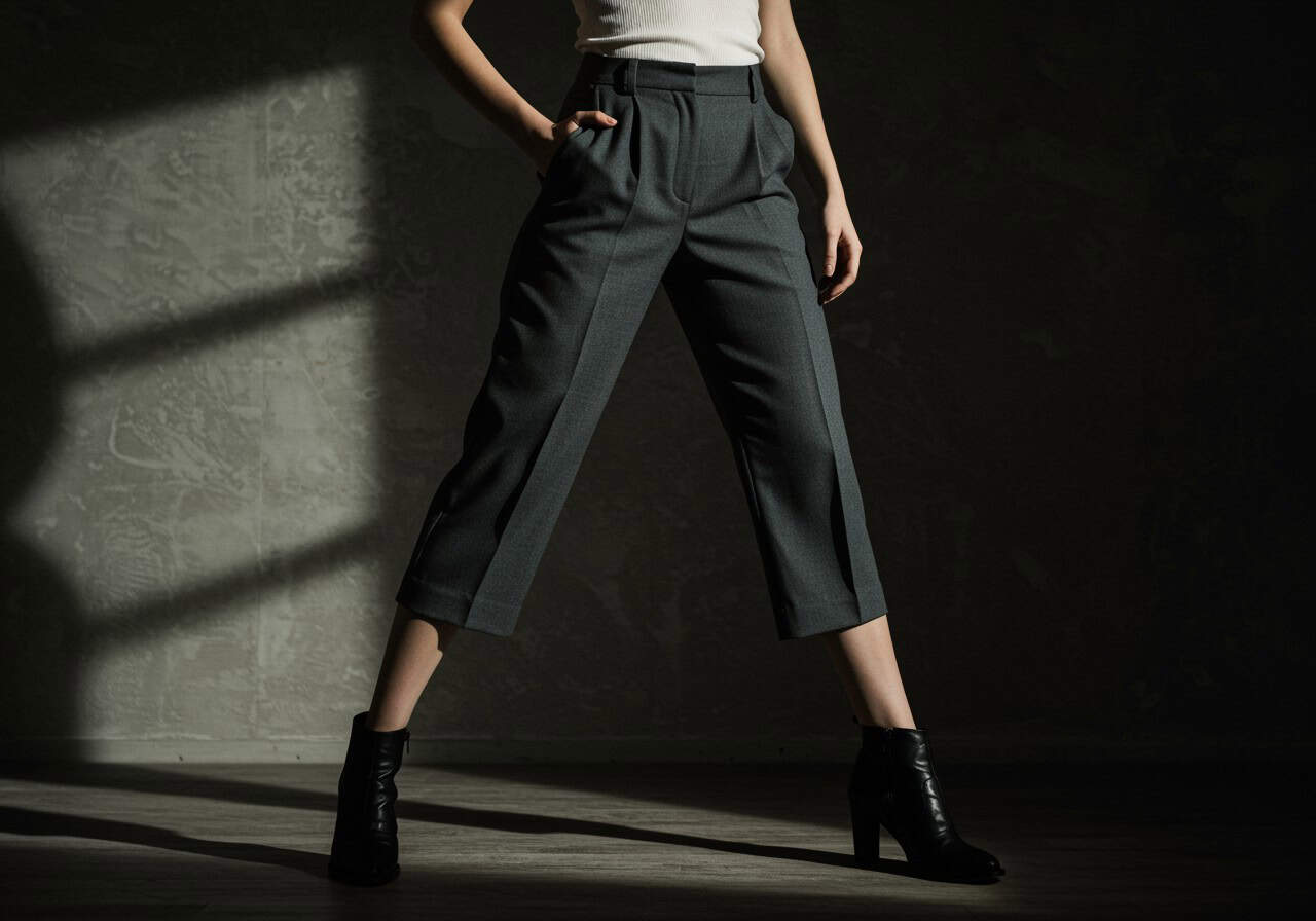 Γυναίκα με crroped παντελόνι
