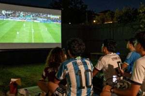 group of friends watch fifa world cup
