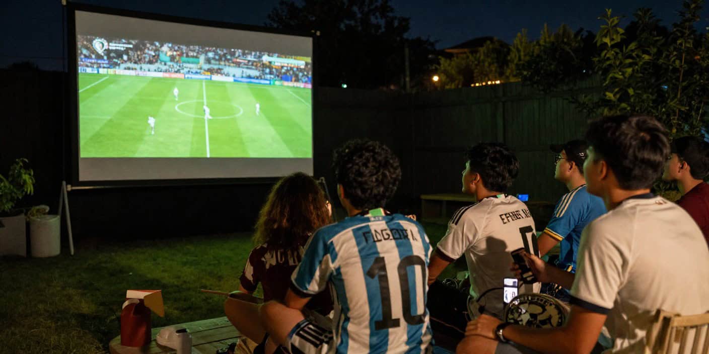 group of friends watch fifa world cup