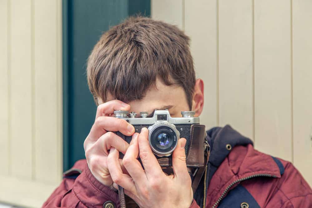 student using camera