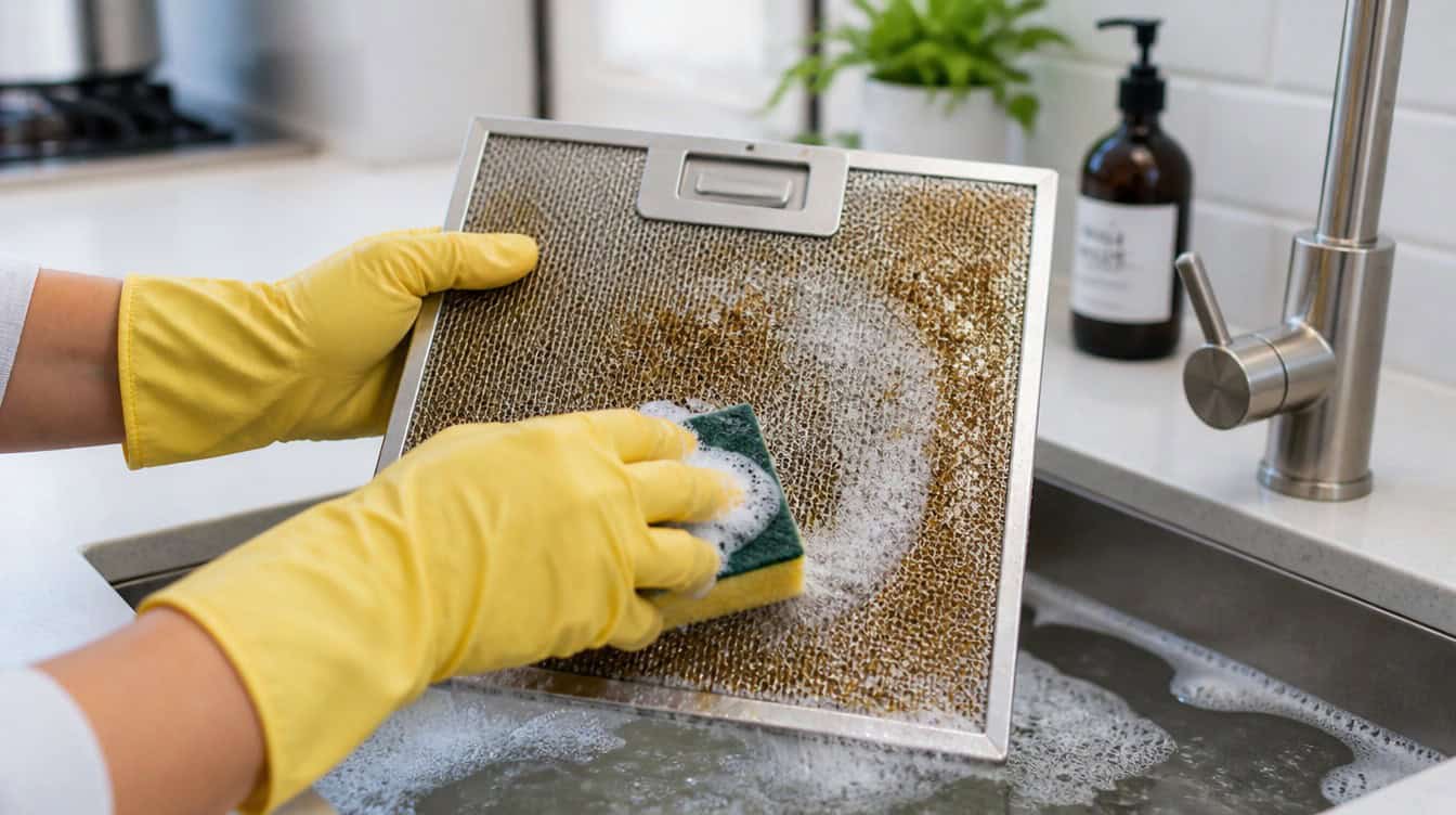 cleaning the kitchen hood