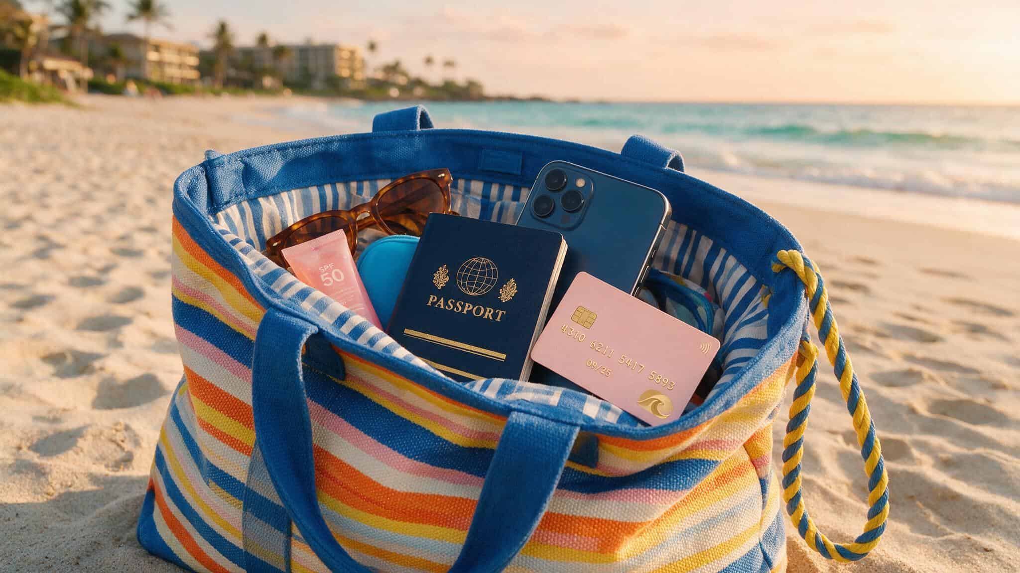 documents at the beach
