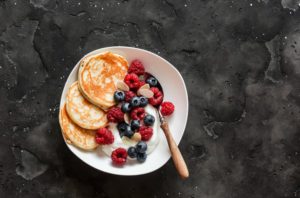 homemade pancakes with yogurt