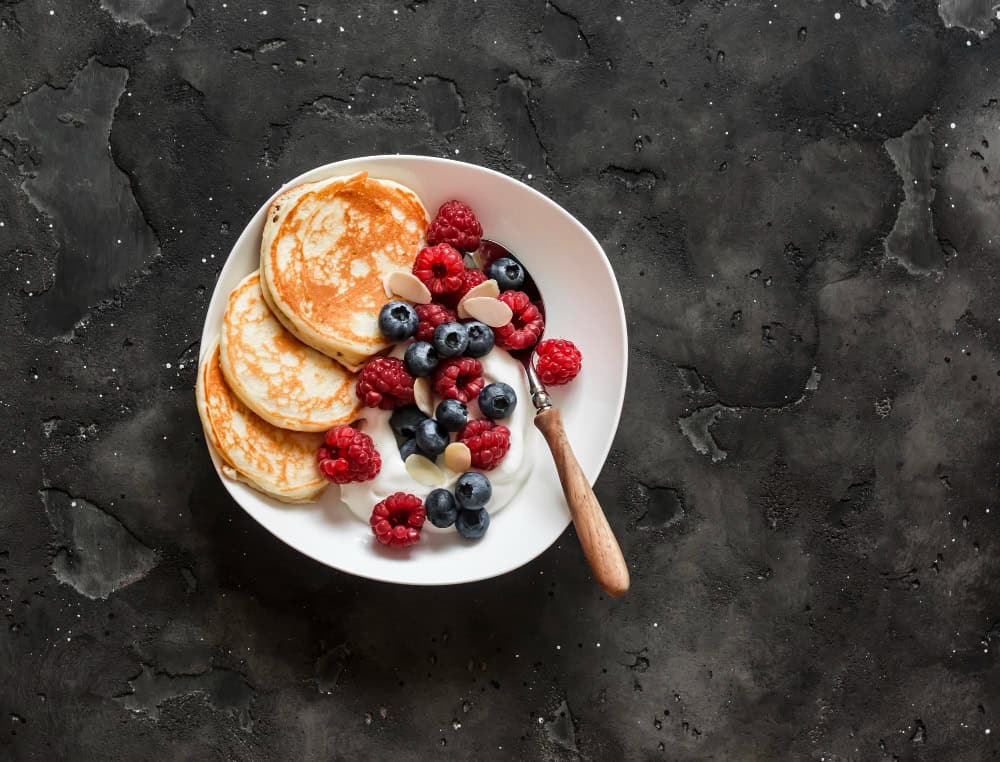 homemade pancakes with yogurt