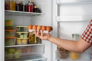 organizing the refrigerator.
