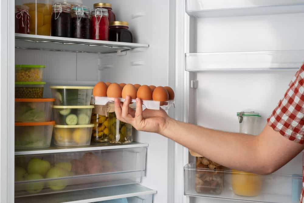 organizing the refrigerator.