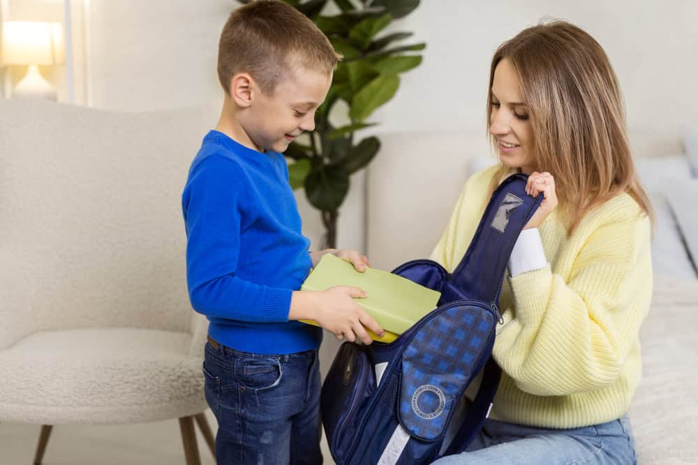 prepping school bag