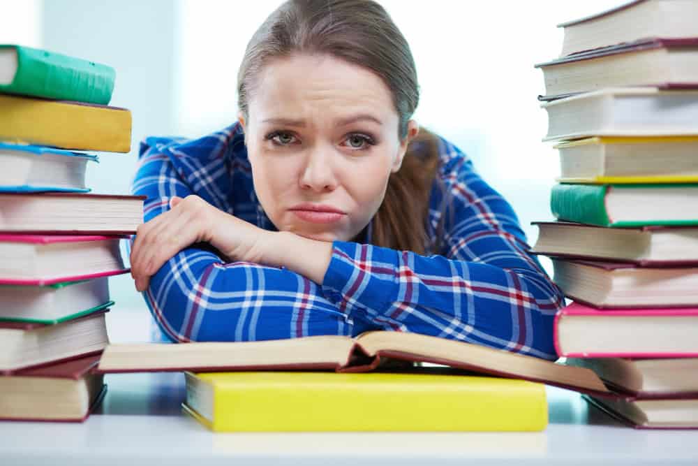 Depressed student before an exam